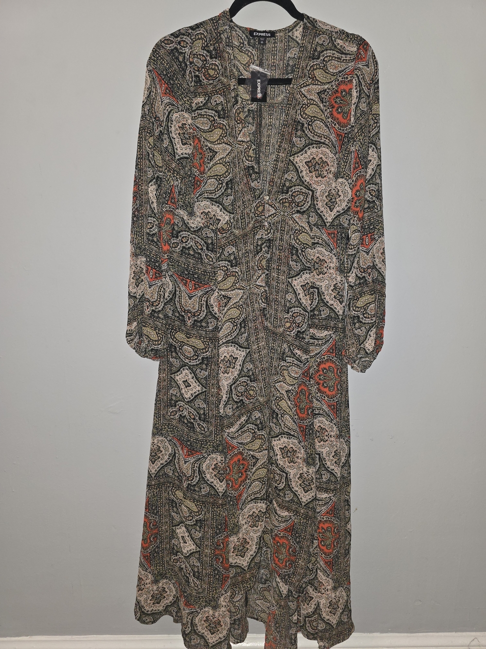 Express Long Sleeve Paisley Print Midi/Maxi Dress - Multicolor